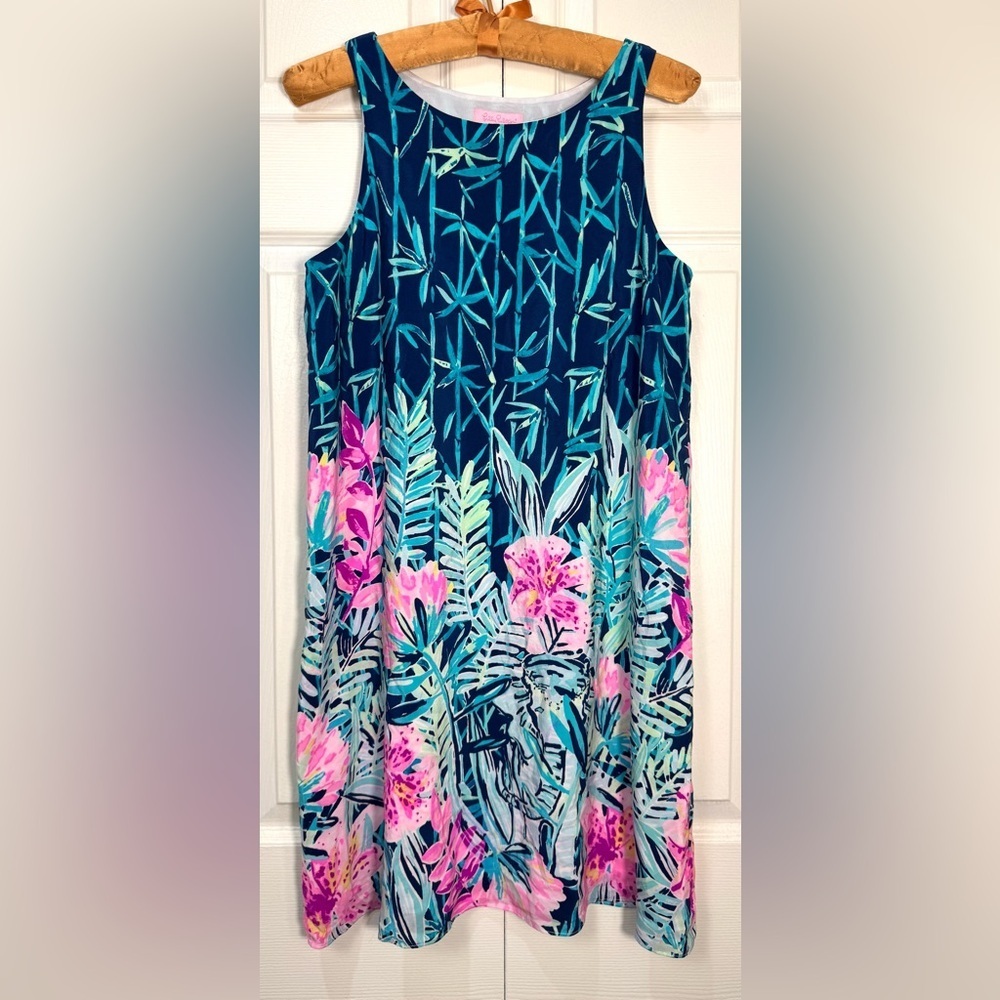 Lilly Pulitzer Jackie Shift Dress Slathouse Soiree Silk Floral Elephant S